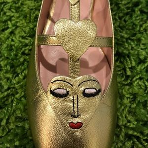RARE Stunning Vivetta Gold Ballet Flats sz 38